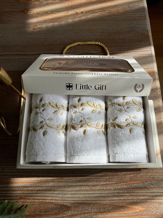 Ivy Design Gift Towel Set - Gold and Silver Embroidered