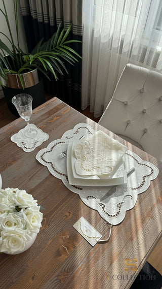 Isabelle Design Handmade Placemat Set - %100 Linen Fabric - 6 Persons - 18 Pcs.