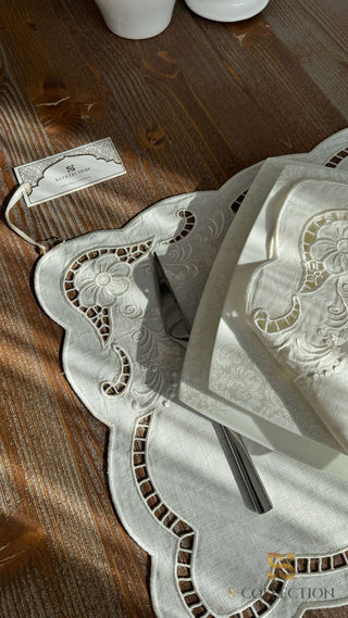 Isabelle Design Handmade Placemat Set - %100 Linen Fabric - 6 Persons - 18 Pcs.