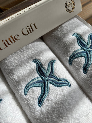 Starfish Design Gift Towel Set - Colourful Embroidered