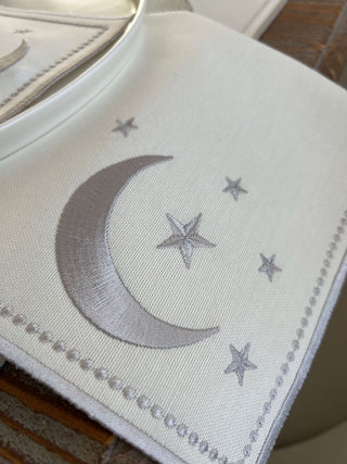 Ramadan Design Silver Glamorous Placemat Set - Waterproof Fabric - 6 Persons - 30 Pcs. Full Set