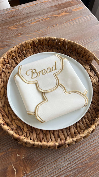 Cloud Veil Design Bread Basket Napkin - Waterproof Fabric - Gold Embroidered