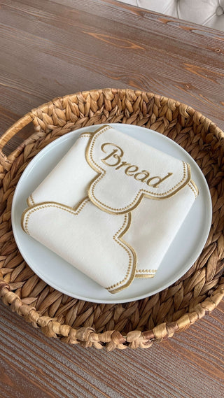 Cloud Veil Design Bread Basket Napkin - Waterproof Fabric - Gold Embroidered