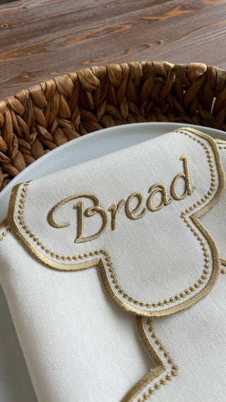 Cloud Veil Design Bread Basket Napkin - Waterproof Fabric - Gold Embroidered