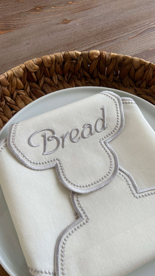 Cloud Veil Design Bread Basket Napkin - Waterproof Fabric - Silver Embroidered