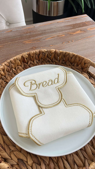 Cloud Veil Design Bread Basket Napkin - Waterproof Fabric - Shine Gold Embroidered