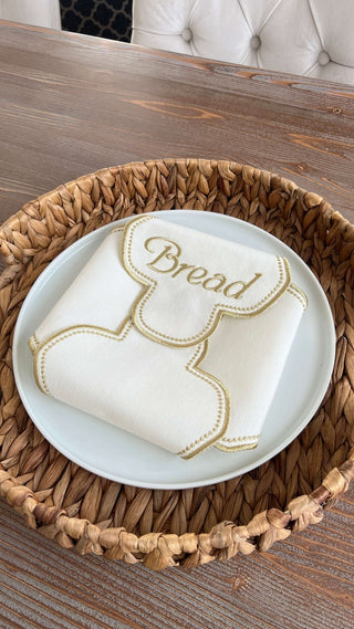 Cloud Veil Design Bread Basket Napkin - Waterproof Fabric - Shine Gold Embroidered