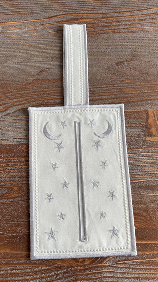 Luna Design Napkin Case - Waterproof Fabric - Silver Embroidered