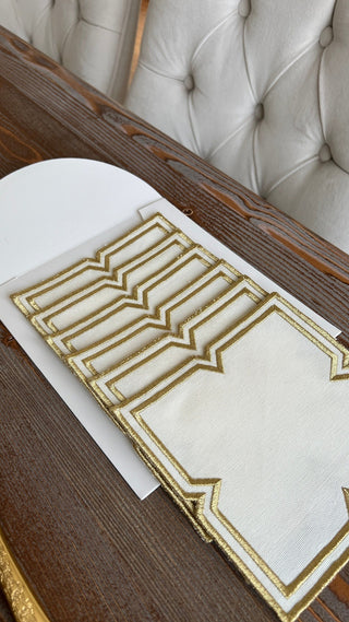 Luxa Design Cocktail Napkin - Waterproof Fabric - Shine Gold Embroidered