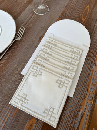 Classy Design Cocktail Napkin - Waterproof Fabric - Shine Silver Embroidered