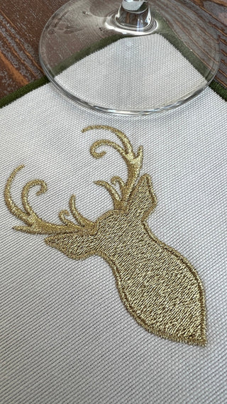 Christmas Design Gold Deer Cocktail Napkin - 6 Persons - Waterproof Fabric