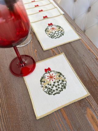 Christmas Design Cone Cocktail Napkin - 6 Persons - Waterproof Fabric