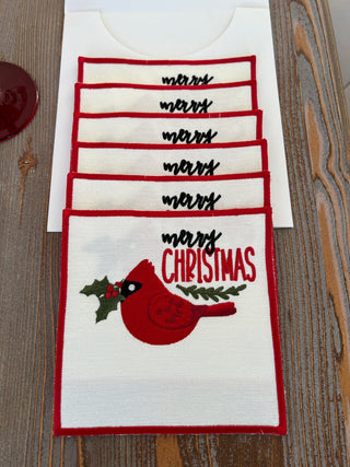 Christmas Design Bird Cocktail Napkin - 6 Persons - Waterproof Fabric