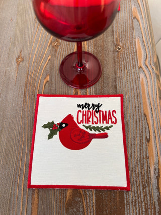 Christmas Design Bird Cocktail Napkin - 6 Persons - Waterproof Fabric