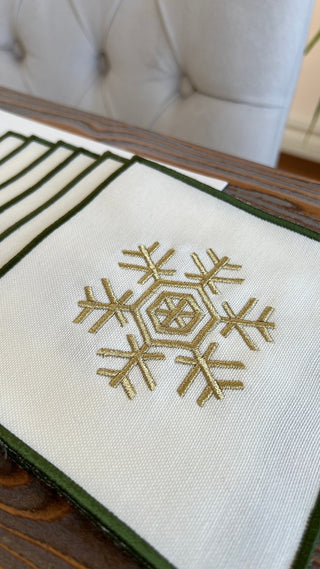 Christmas Design Snowflake Cocktail Napkin - 6 Persons - Waterproof Fabric