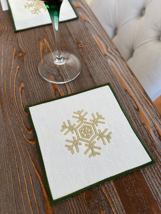 Christmas Design Snowflake Cocktail Napkin - 6 Persons - Waterproof Fabric