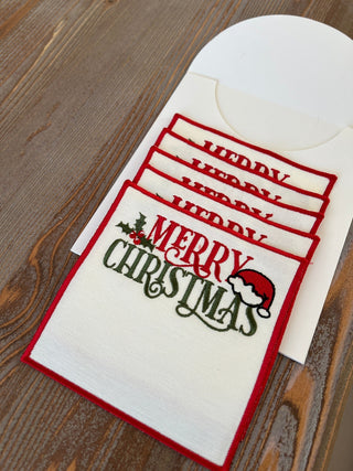 Christmas Design Merry Cocktail Napkin - 6 Persons - Waterproof Fabric