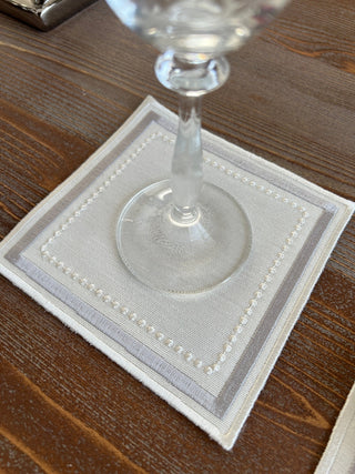 Graceful Silver Design Placemat Set - Waterproof Fabric - 6 Persons - 24 Pcs. Full Set