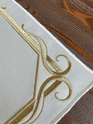 Gold Serenade Design Placemat Set - Waterproof Fabric - 6 Persons - 24 Pcs. Full Set